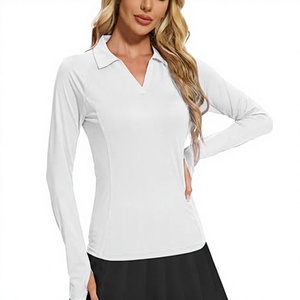 Women's Solid Long Sleeve Golf Shirts Quickly Dry Lightweight Polyester/Spandex Tennis Sports <b>Athletic</b> Tops - Product Image 3