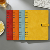 Protège-cahier A5 en cuir PU à 6 anneaux avec 100 feuilles cousues pour planificateur et budget