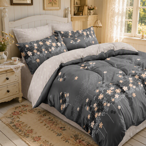 Juego de Ropa de Cama de Poliéster con Diseño de Flores Silvestres en Gris Oscuro, Disponible en Polonia, para Envío Directo en la UE, 3 Piezas - Product Image 5