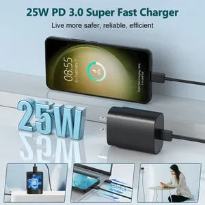 Chargeur rapide 25W Prise US/EU PD 3.0 Adaptateur mural de charge super rapide pour S24 S23 FE A55 A54 <span class=keywords><strong>A53</strong></span> - Product Image 3