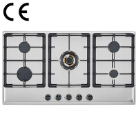 Table de cuisson à gaz encastrable portable en acier inoxydable certifiée CE, 5 brûleurs, chauffage rapide, nettoyage facile, économie d'énergie, en fonte