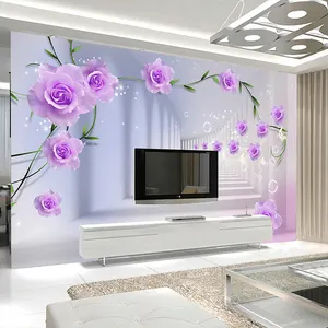 Kustom Foto Mural Wallpaper 3D Stereo Ruang Rose Bunga Ruang Tamu TV Latar Belakang Dinding Decor Non Woven Timbul Dinding kertas Roll