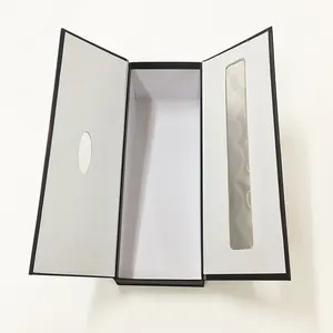 Factory price trapezoidal double doors cardboard folding flat iron dispenser hair weave packaging box