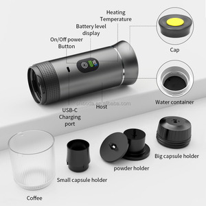 Machine à café portable 3-en-1 avec batterie intégrée USB-C, compatible capsules et café moulu, idéale <span class=keywords><strong>pour</strong></span> le <span class=keywords><strong>camping</strong></span>, les voyages, les <span class=keywords><strong>camping</strong></span>-cars, cadeau - Product Image 2