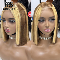 2x6 HD renda SDD Vietnam tulang rambut lurus transparan renda Bob pendek Wig pendek 12A rambut mentah vendor grosir untuk hitam wanita