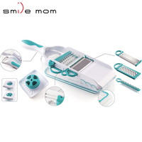 Mandoline manuelle multifonction en plastique pour couper les légumes et les pommes de terre en chips, râpe avec lames en acier inoxydable certifiées LFGB