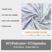 Nouveautés Tissu extensible en polyester et élasthanne brillant holographique métallisé pour maillots de bain, vêtements de plage et tenues de danse