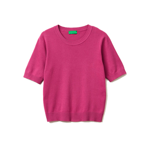 Suéter Ligero de Mujer, Tejido en Lana y Viscosa, Manga Corta, Color Sólido, Tela Suave, Corte Holgado, para Invierno, con Logotipo Personalizado - Product Image 1