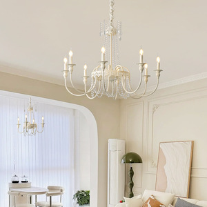 โคมไฟระย้าสไตล์ฝรั่งเศสแบบหรูหราเบาๆ บรรยากาศแบบอเมริกัน วินเทจ สำหรับห้องนอน ห้องรับประทานอาหาร พร้อมโคมไฟตกแต่งแบบเทียนสำหรับห้องนั่งเล่น - Product Image 4