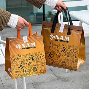 Bolsas de Compra de Papel Kraft Biodegradable Impresas Personalizadas con Asas para Comida para Llevar y Uso en Supermercados - Product Image 3