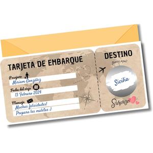 Tarjeta de <span class=keywords><strong>Regalo</strong></span> Sorpresa para <span class=keywords><strong>Viajes</strong></span>, Cheque de Viaje, Cupón de Viaje, <span class=keywords><strong>Regalo</strong></span> Romántico para Parejas para el Día de San Valentín, Tarjeta de Embarque Personalizable - Product Image 1