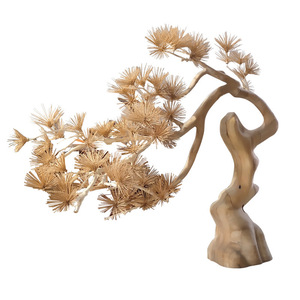 Sculpture artisanale de grande taille en bois de pin bonsaï pour la décoration de l'entrée du hall d'hôtel - Product Image 4