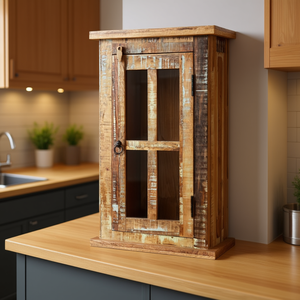 Armoire murale en bois massif récupéré, 17,3x8,3x28,3 pouces, design rustique, pour rangement de cuisine - Product Image 2