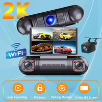 Caméra de tableau de bord de voiture 2K Ultra HD à 4 objectifs avec caméra avant et arrière, WiFi, capteur G, 170° °   Enregistreur de conduite à vision nocturne grand angle pour véhicule