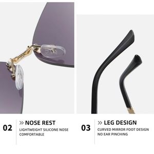 Women's Luxury diamond butterfly <b>Oversized</b> <b>Sunglasses</b> Women's Gradual Change Glasses diamond Frameless butterfly <b>Sunglasses</b> - Product Image 5