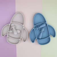 Passe au lave-vaisselle Plaque d'aspiration pour avion Cuillère Fourchette Silicone Ensemble d'alimentation pour bébé 6-12 mois