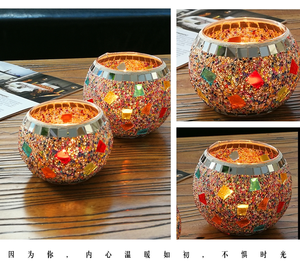 Novedad, Adornos Decorativos <span class=keywords><strong>de</strong></span> Alta Calidad para Restaurantes, Elegantes Guirnaldas Coloridas, Esferas, Portavelas <span class=keywords><strong>de</strong></span> Vidrio Mosaico - Product Image 6