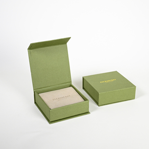 PackSecret Green Custom Eco <b>Book</b> Style Flap Paper Magnetic Closure Jewelry Set <b>Box</b> Packaging With Logo and Microfiber Pouch Set - Product Image 2