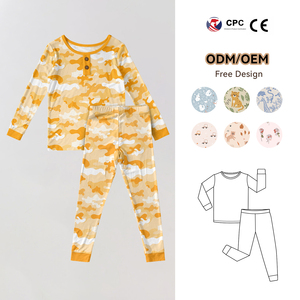 Vêtements en fibre de bambou pour enfants, garçons, OEM ODM, impression, pyjamas en bambou, ensemble de vêtements pour bébés filles - Product Image 1