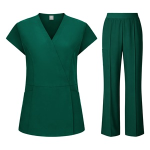 Women Hospital Scrub Suit Set 82035 Dark Green Royal Blue Burgundy Deep Blue Split Two Piece Work Uniform Stretch Lightweight - Product Image 5