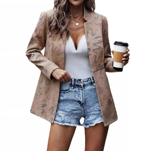 Cárdigan de Mujer Grueso con Diseño Jacquard y Empalmes de Color Sólido, a la Moda - Product Image 2