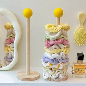 Wooden Hair <b>Tie</b> Storage Rack With Star Top Desktop Organizer For Hair Bands And Scrunchies 26.5x8 Cm - Product Image 2