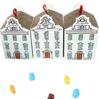 Boîte en papier en forme de maison de dessin animé de style européen YZ, multi-couches, à l'aquarelle, matériaux recyclés, pour mariage, bonbons, pâtisserie