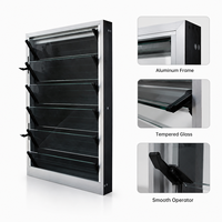 Ventana de Aluminio con Persianas Ajustables Horizontales, Contraventanas de Vidrio, Mosquitera Templada para Exteriores, Hoteles y Baños
