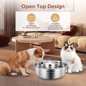 Fontaine à eau automatique pour chien 2L/67oz en acier inoxydable, distributeur d'eau pour animaux de compagnie avec pompe silencieuse, fontaine pour chat, produits pour chiens - Product Image 2