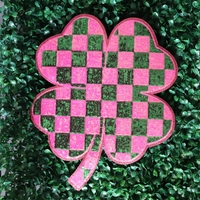 Parches de Pascua bordados con lentejuelas de brillo verde rosa más buscados St. Patricks trébol de cuatro hojas hierba de la suerte para ropa