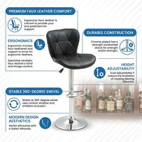 Chaise de bar pivotante réglable en métal chromé blanc, avec repose-pieds, de haute qualité, moderne, pour salle à manger, bar à domicile, salon