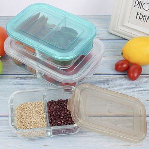 Hot Sales Heat Resistant Glass Food Storage Container <b>Set</b> Transparent Rectangular Meal <b>Lunch</b> Box with Locking Lid Divider - Product Image 4