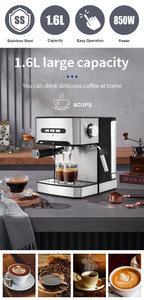 <span class=keywords><strong>Cafetera</strong></span> Eléctrica Semiautomática de Acero Inoxidable de Alta Calidad Italiana de 15 Bares, 850W, 6 Tazas, para Hogar y Auto - Product Image 6