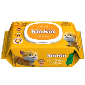 Lingettes humides pour bébé OEM KinKin non tissées, 30 pièces, en tissu de rayonne de haute qualité, stérilisées individuellement, sans agents blanchissants fluorescents, du Vietnam - Product Image 1