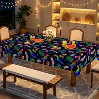 Nappe de table imprimée numérique de qualité supérieure avec motif de perroquet tropical et toucan, couverture de table florale pour décoration sur le thème de la jungle, vente en gros