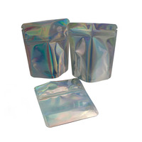 Pochette Mylar Holographique Personnalisée Refermable Anti-Odeur et Anti-Enfants, 3,5 oz (1/8 oz), 4x5 Pouces, avec Fermeture Ziplock, pour Aliments Gélifiés