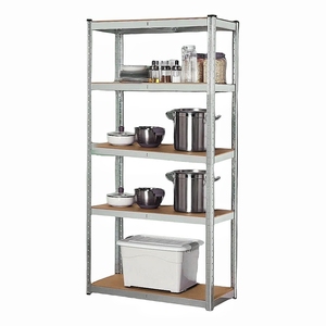 Étagère de rangement métallique sans boulons à assemblage rapide, robuste et résistante à l'usure, avec rivets, organisateur polyvalent à forte capacité de charge, avec niveaux en MDF - Product Image 2