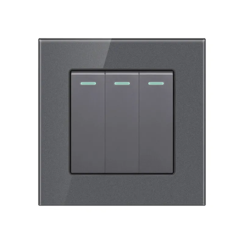 Düşük fiyat işık anahtarları gri cam Panel duvar/Rocker anahtarı ab/FR soket USB Internet TV duvar soket ev geliştirme