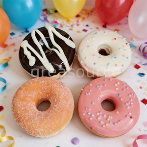 Set de Modelos de Donuts de Plástico Realistas, Decoraciones de Donuts Coloridas Ecológicas, Glaseado de Chocolate, Azúcar Rosa Glaseado - Product Image 6
