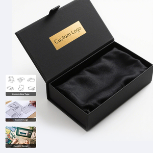 Boîte d'emballage personnalisée de luxe recyclable fait à la main avec carte magnétique noire pour vêtements vêtements - Product Image 1