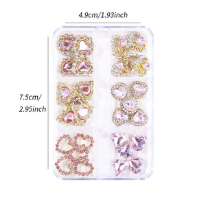 เครื่องรางเล็บพลอยเทียมโลหะ3D ความรักพลอยเชอร์รี่ข้ามดาวเคราะห์คริสตัลคริสตัลเพชรอุปกรณ์ตกแต่งเล็บ - Product Image 5