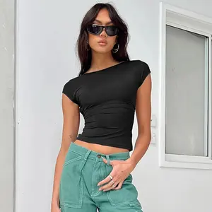 Nieuw Aangekomen Womens Baby Tee Y 2K Zomer Sexy Rugloze Ademende Slanke T-Shirt Vrouwen Crop Tee