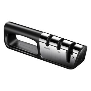 Afilador de cuchillos 3 en 1 de acero inoxidable, manual, con grano grueso y fino, para afilar cuchillos y tijeras. - Product Image 2