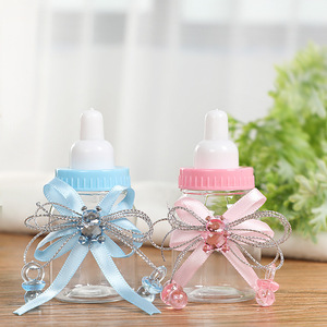 HLC Lovely Bear Bow Milk Bottle Candy Box Elegant Table Decor &amp; Souvenir Gift &amp; <strong>Baby</strong> <strong>Shower</strong> Baptism Newborn Welcome <strong>Party</strong> <strong>Favor</strong> - Product Image 1