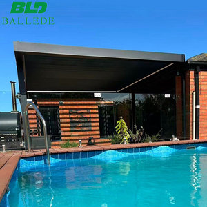 <strong>Outdoor</strong> Aluminum Pergola Waterproof Louvered Roof Gazebo Motorized with Adjustable Roof for Patio, <strong>Garden</strong>, Terrace, Poolside - Product Image 1