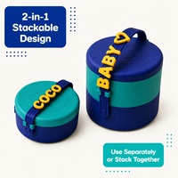 Conteneur alimentaire pour animaux de compagnie en silicone de qualité alimentaire, empilable, double couche, avec poignée personnalisée, sans BPA, pour chiens et chats