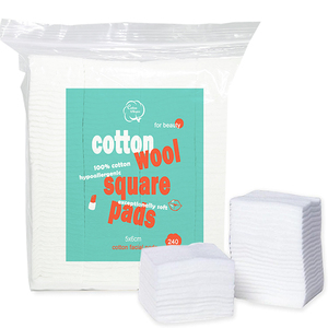 Cottonwhisper Factory Direct, tampons démaquillants carrés jetables écologiques 100% coton, 5x6cm, 3 couches - Product Image 1