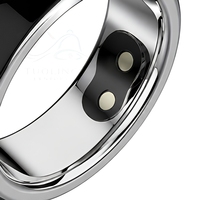 Bague connectée noire en acier inoxydable avec suivi d'activité et alerte vibratoire pour le chronométrage quotidien