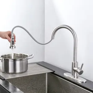 Rubinetto da cucina 2024 nero in acciaio inox 304 acqua rubinetto moderno cucina rubinetti in ottone estraibile miscelatore cucina lavello rubinetti