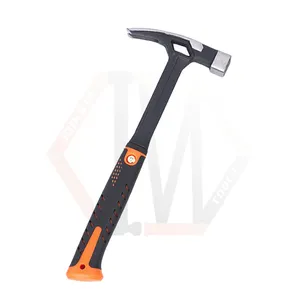 JOINWIN British Carbon Steel 24 Oz Rip Claw Hammer With Trp Or Pvc Plastic Coating Fiberglass Handle